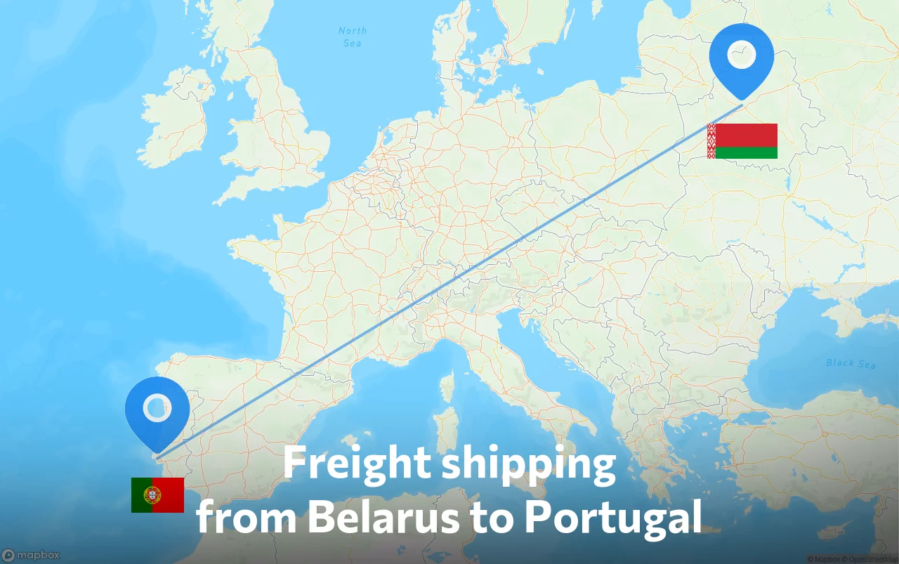 Shipping route from Belarus to Portugal