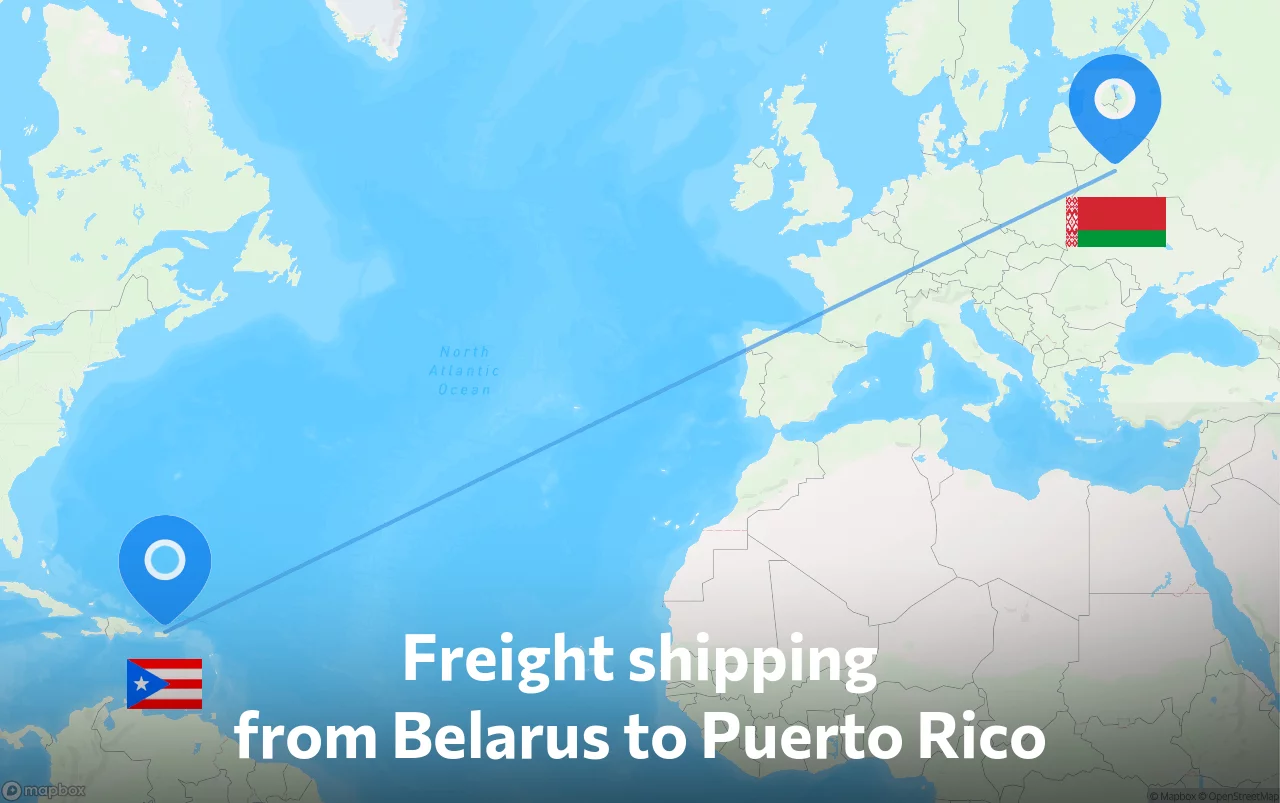 Shipping route from Belarus to Puerto Rico