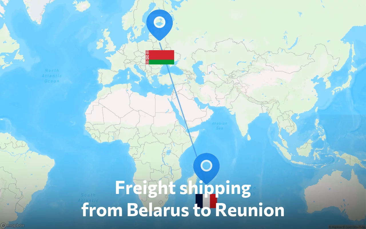 Shipping route from Belarus to Reunion