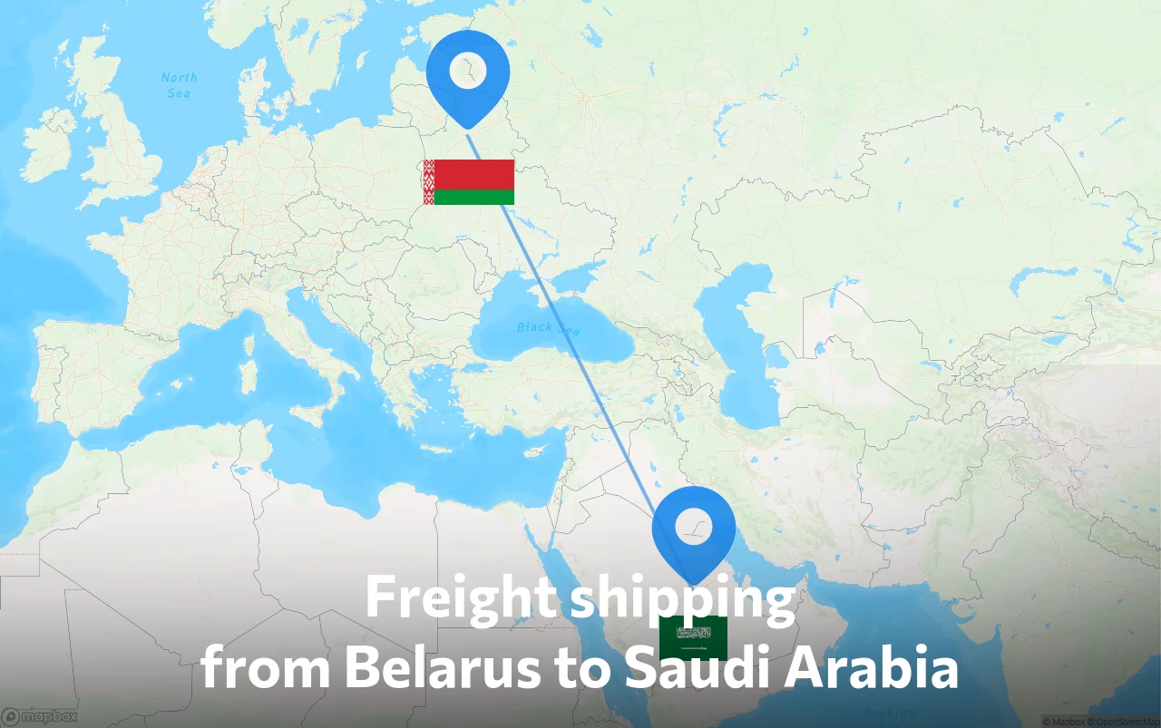 Shipping route from Belarus to Saudi Arabia