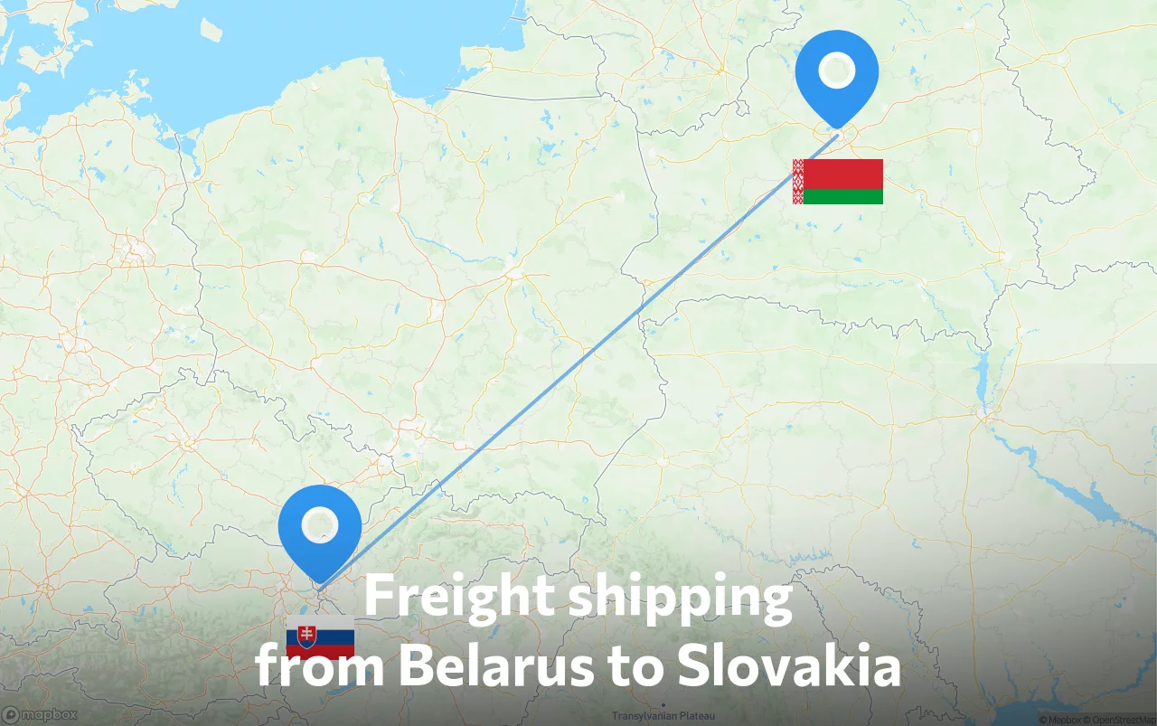 Shipping route from Belarus to Slovakia