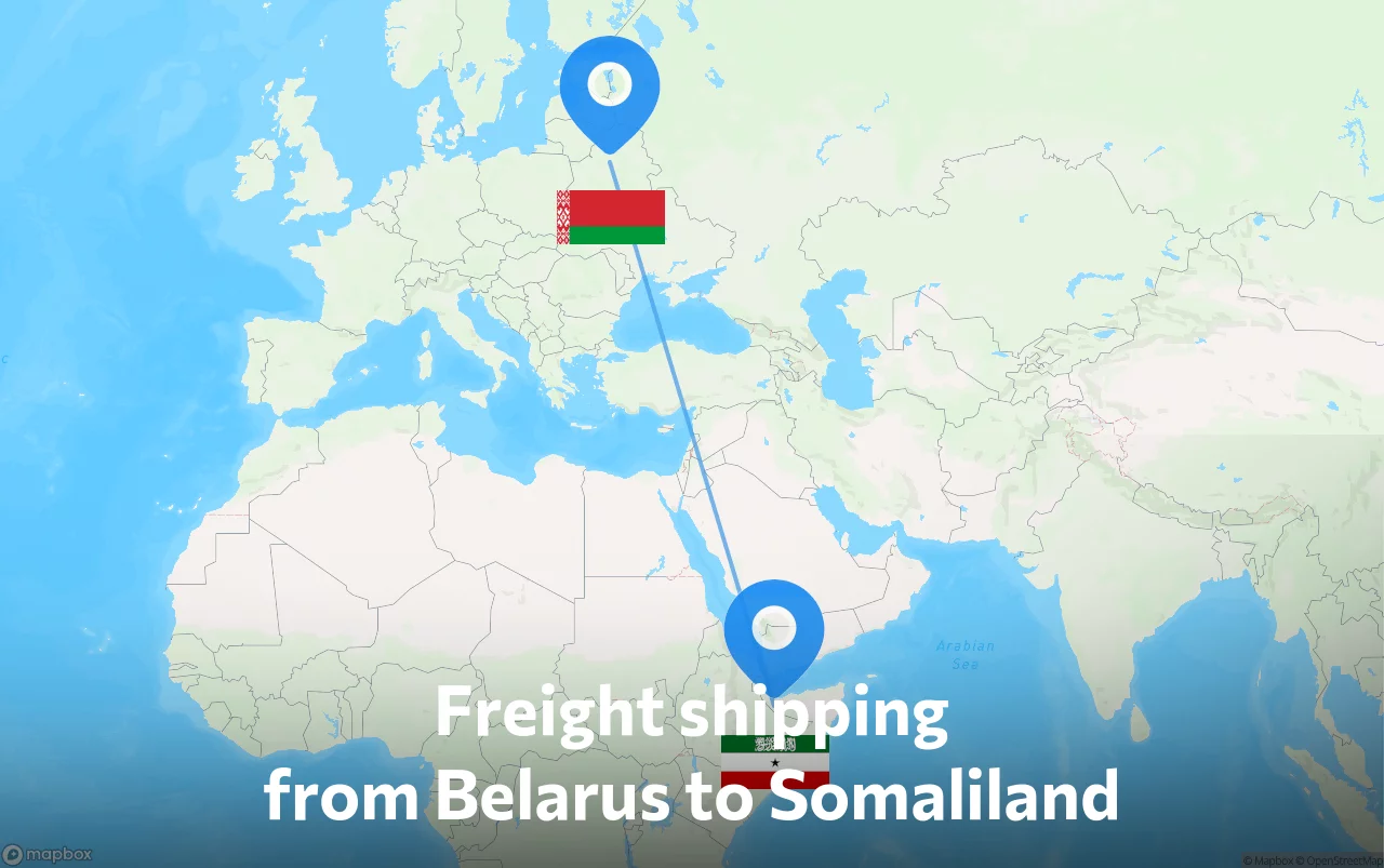 Shipping route from Belarus to Somaliland