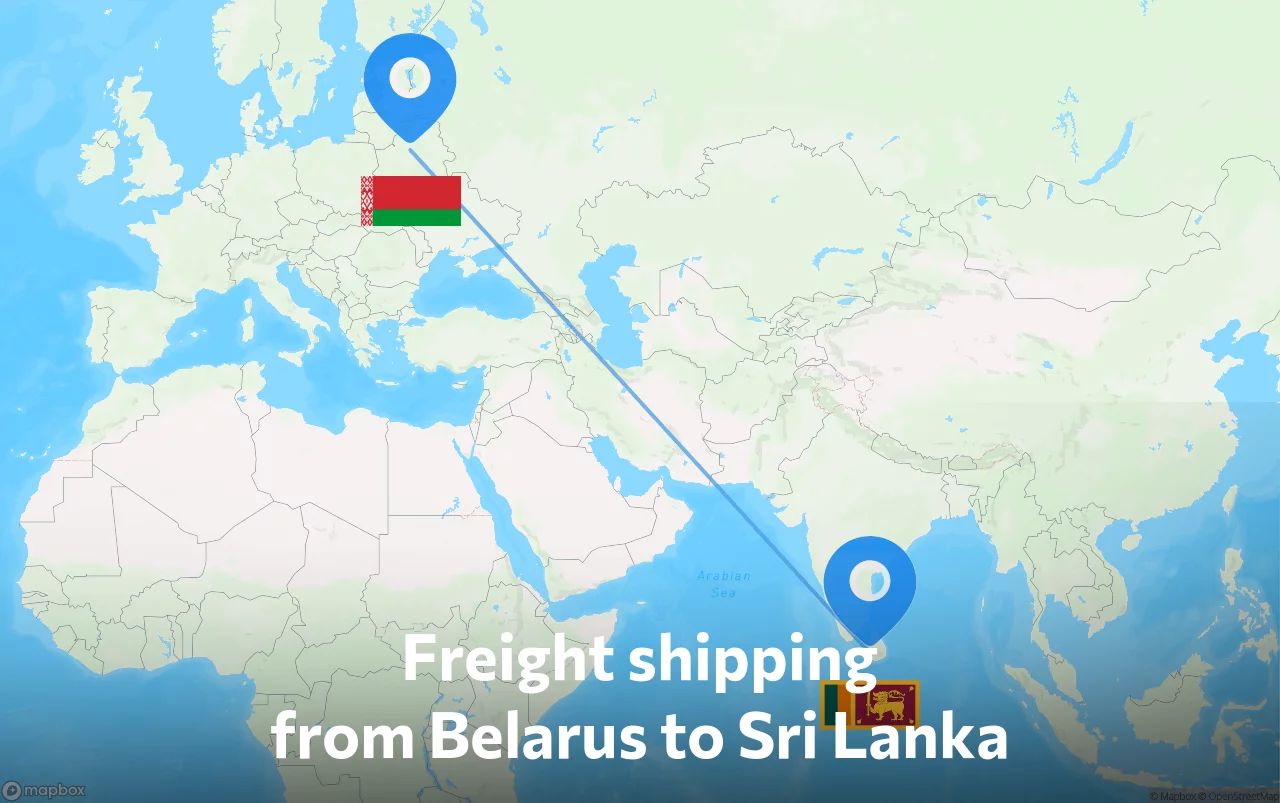 Shipping route from Belarus to Sri Lanka