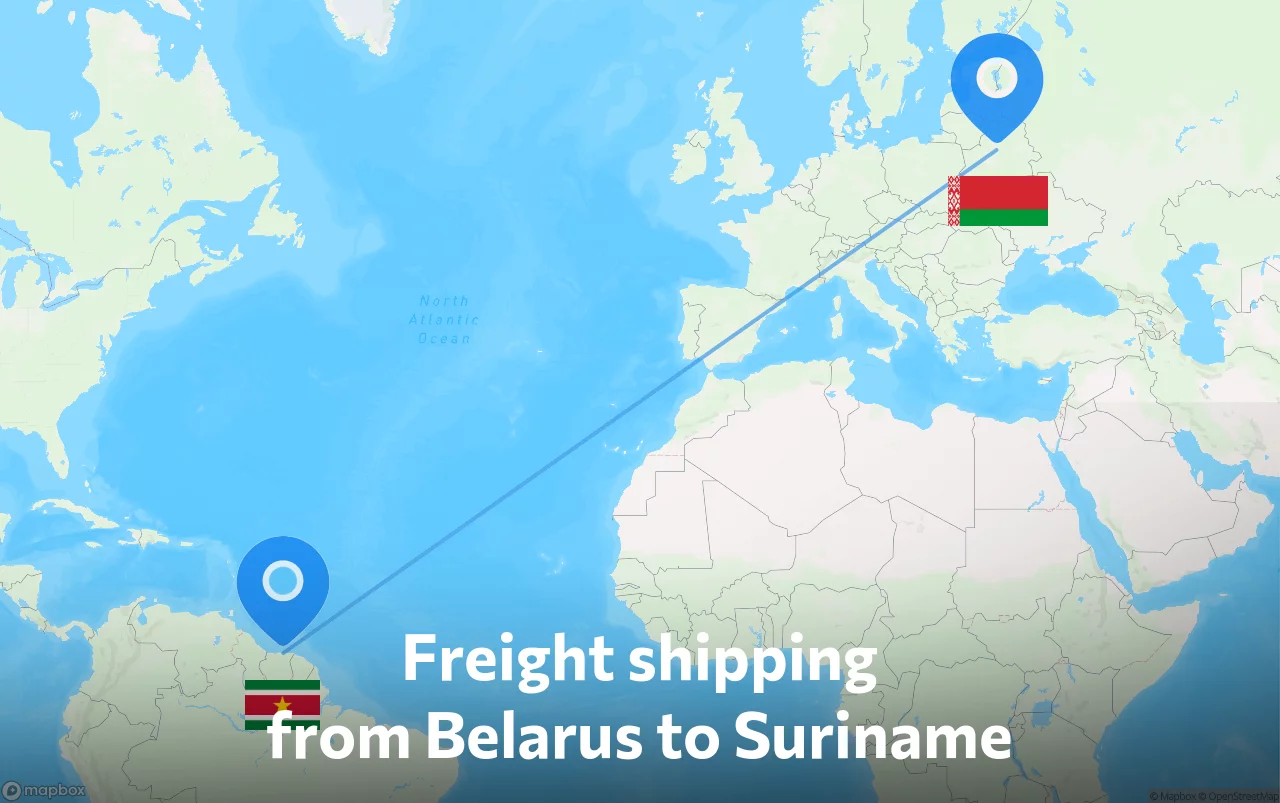 Shipping route from Belarus to Suriname