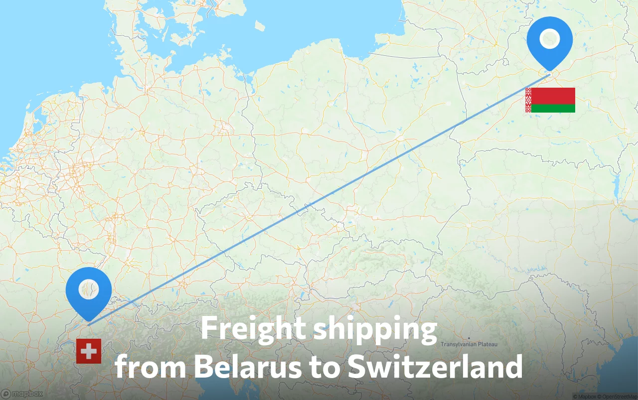 Shipping route from Belarus to Switzerland