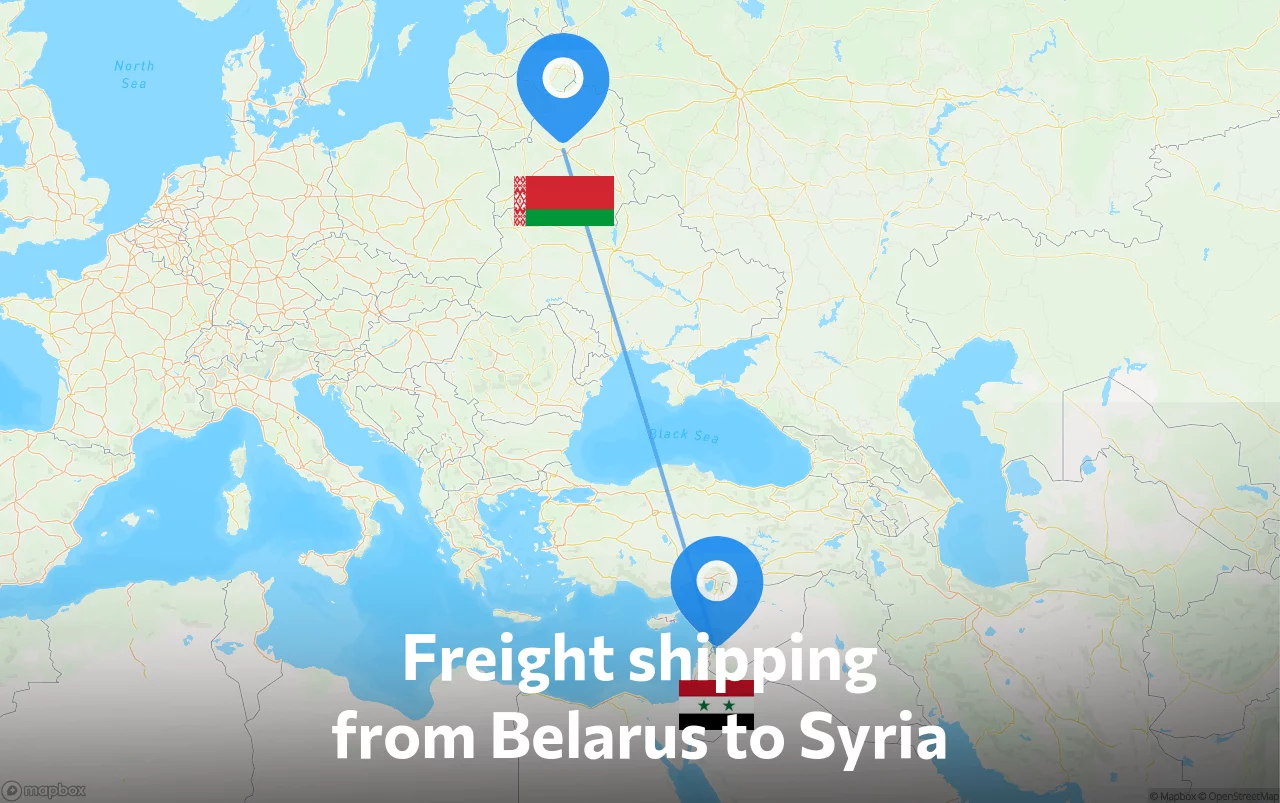 Shipping route from Belarus to Syria