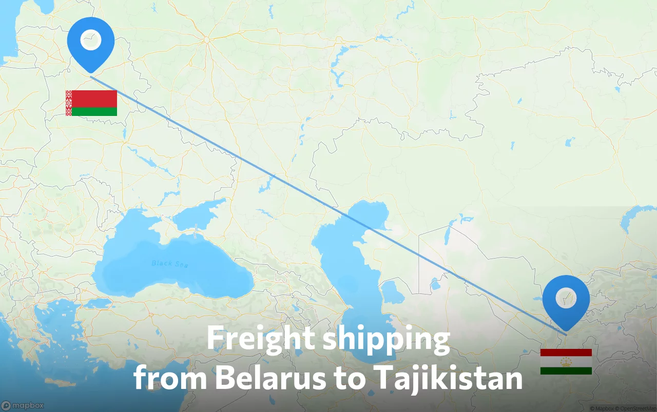 Shipping route from Belarus to Tajikistan