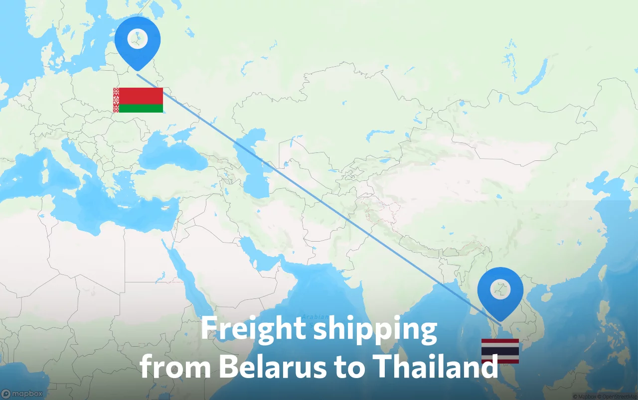 Shipping route from Belarus to Thailand