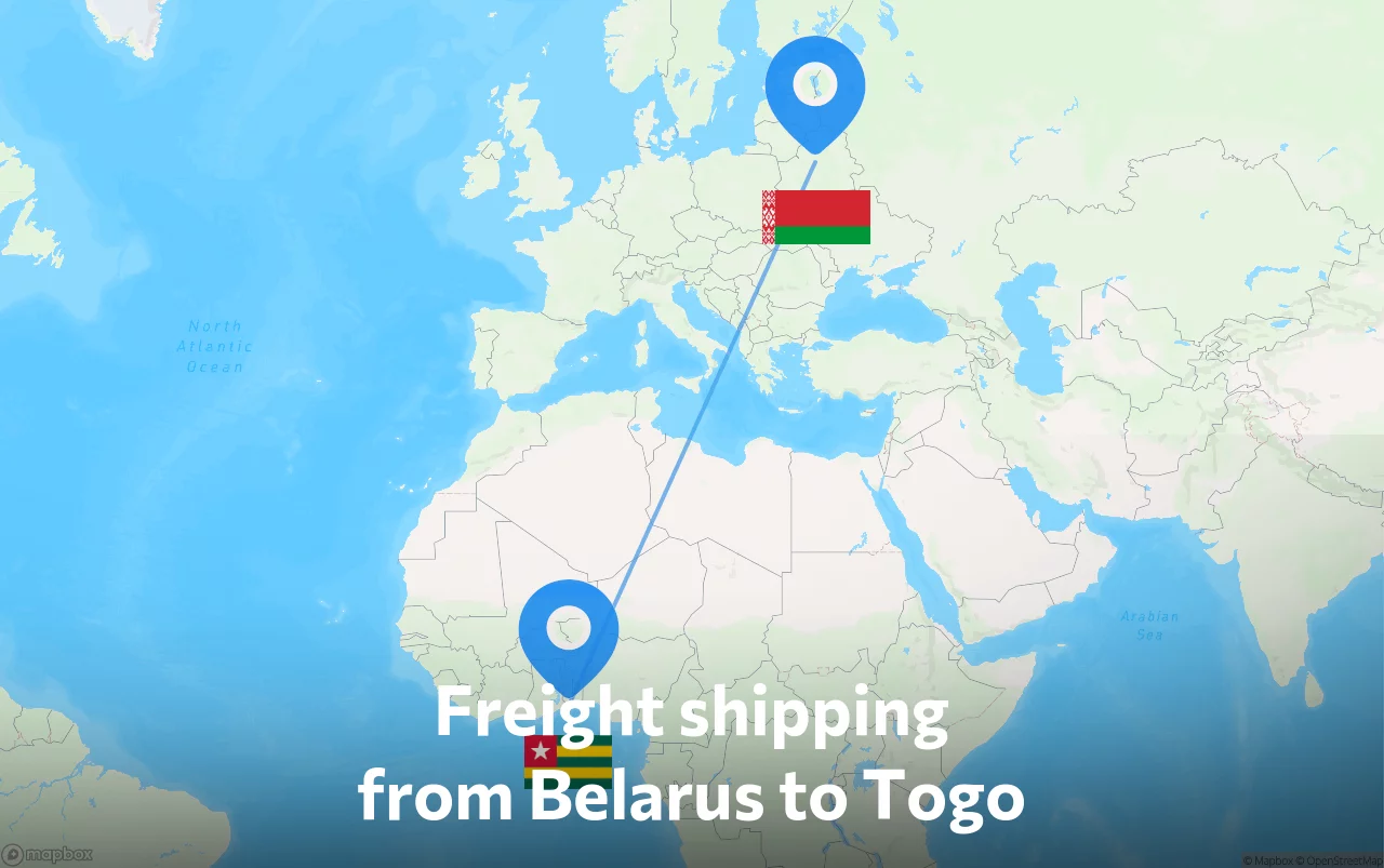 Shipping route from Belarus to Togo