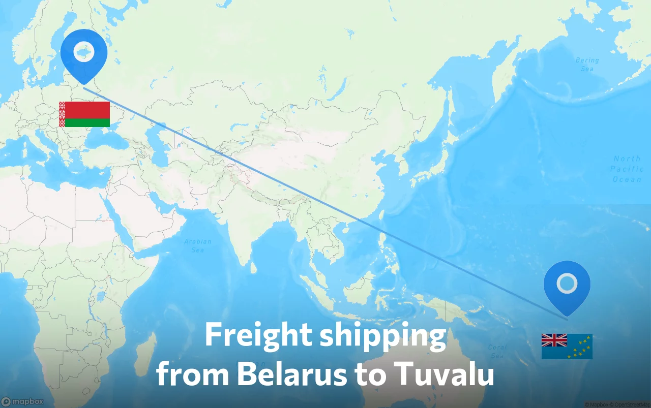 Shipping route from Belarus to Tuvalu