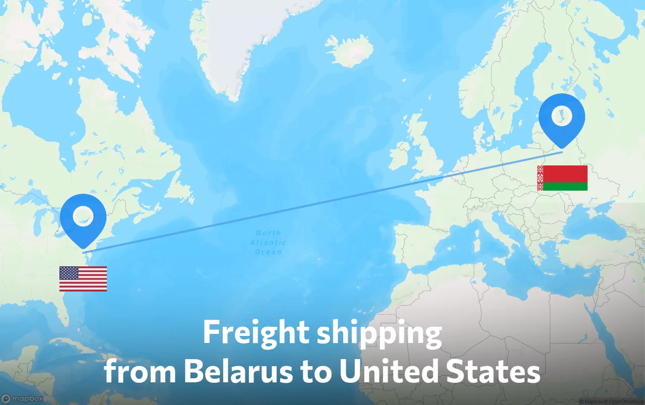 Shipping route from Belarus to United States