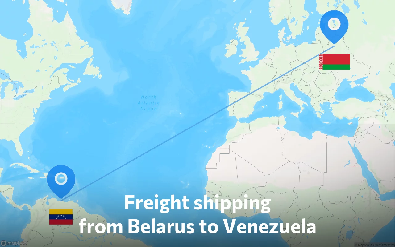 Shipping route from Belarus to Venezuela