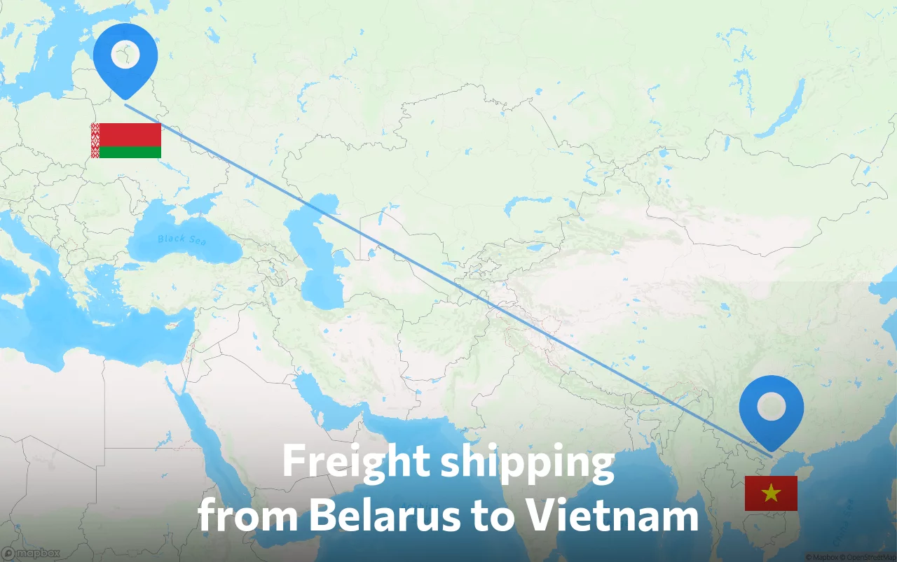 Shipping route from Belarus to Vietnam