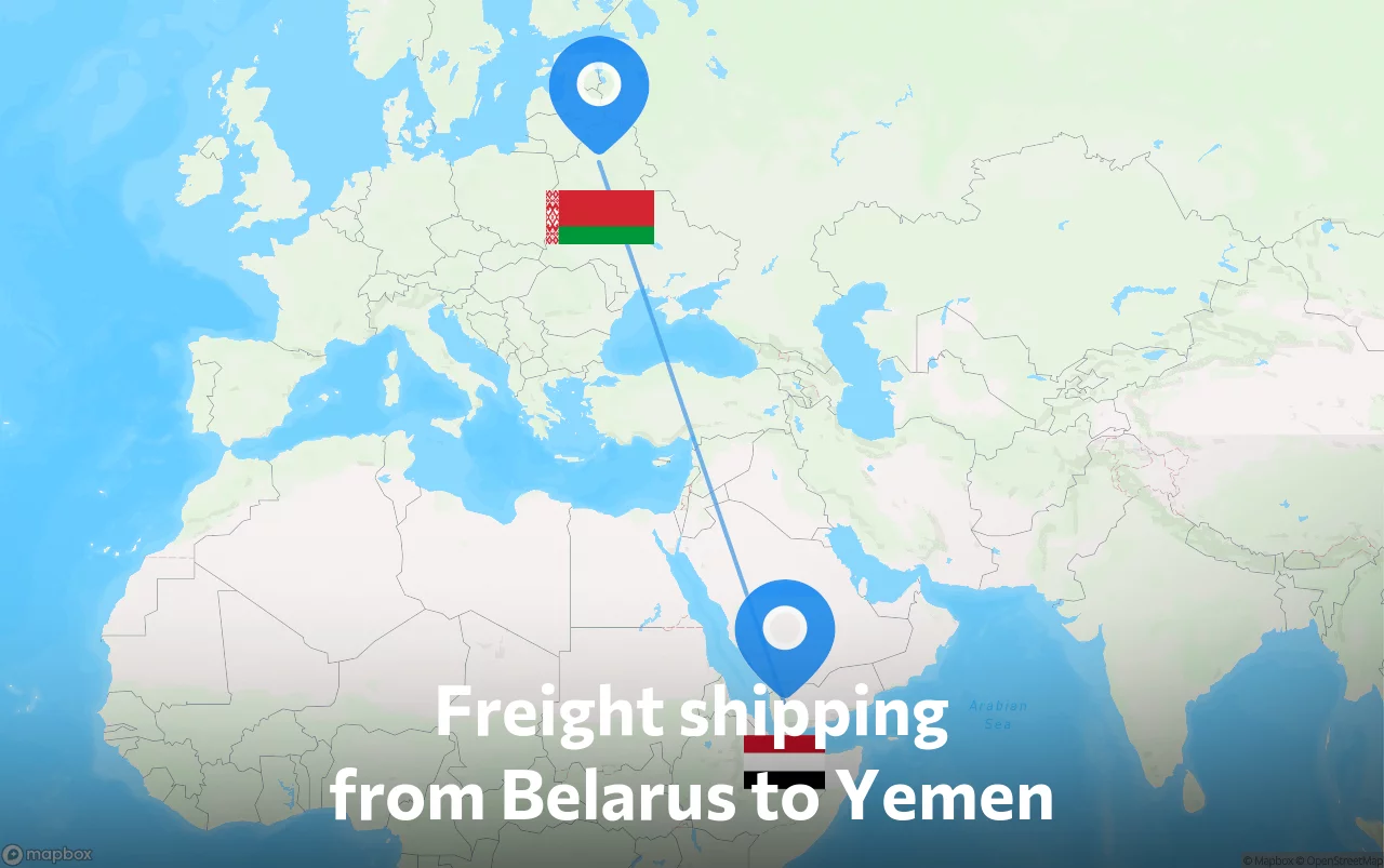 Shipping route from Belarus to Yemen