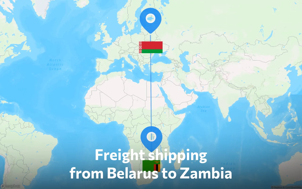 Shipping route from Belarus to Zambia