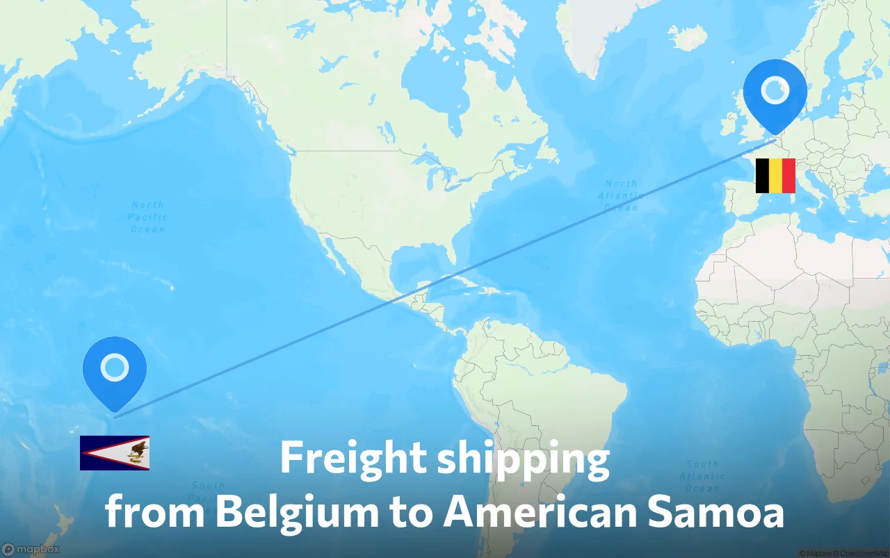 Shipping route from Belgium to American Samoa