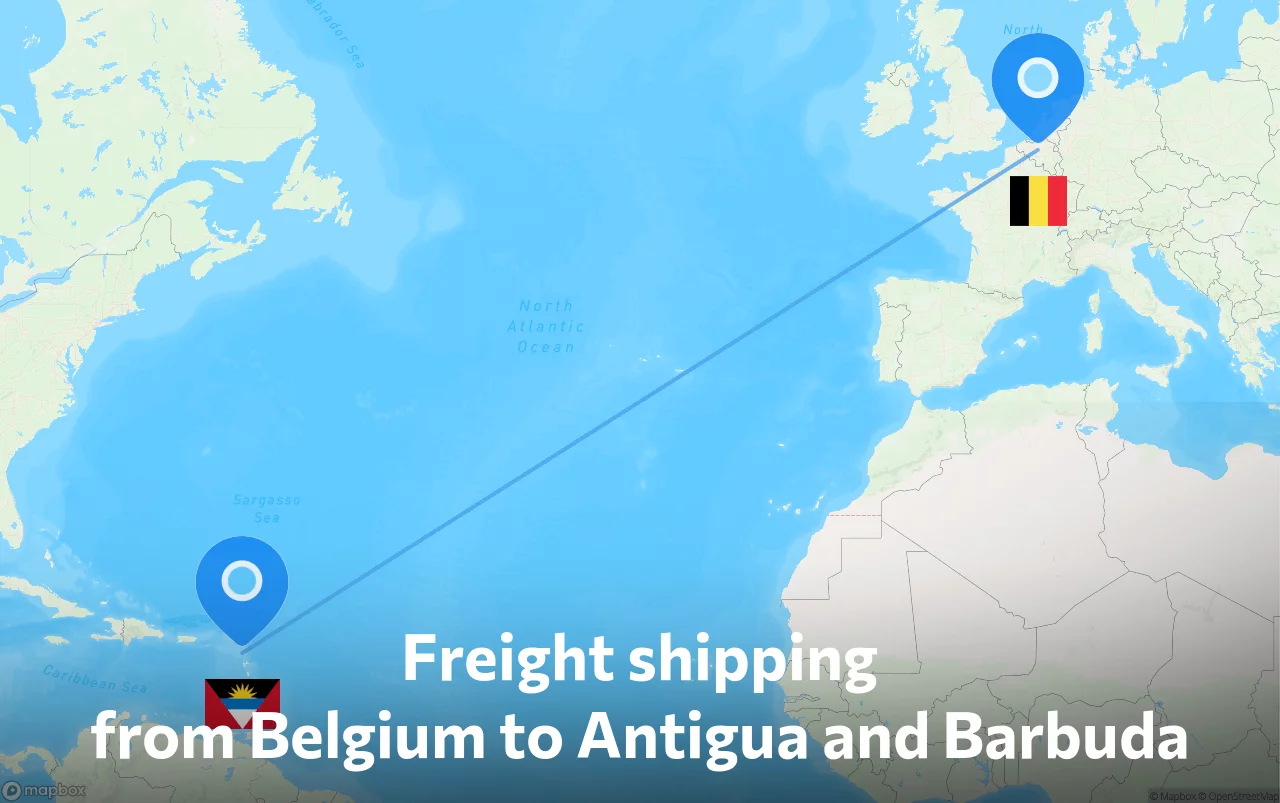 Shipping route from Belgium to Antigua and Barbuda