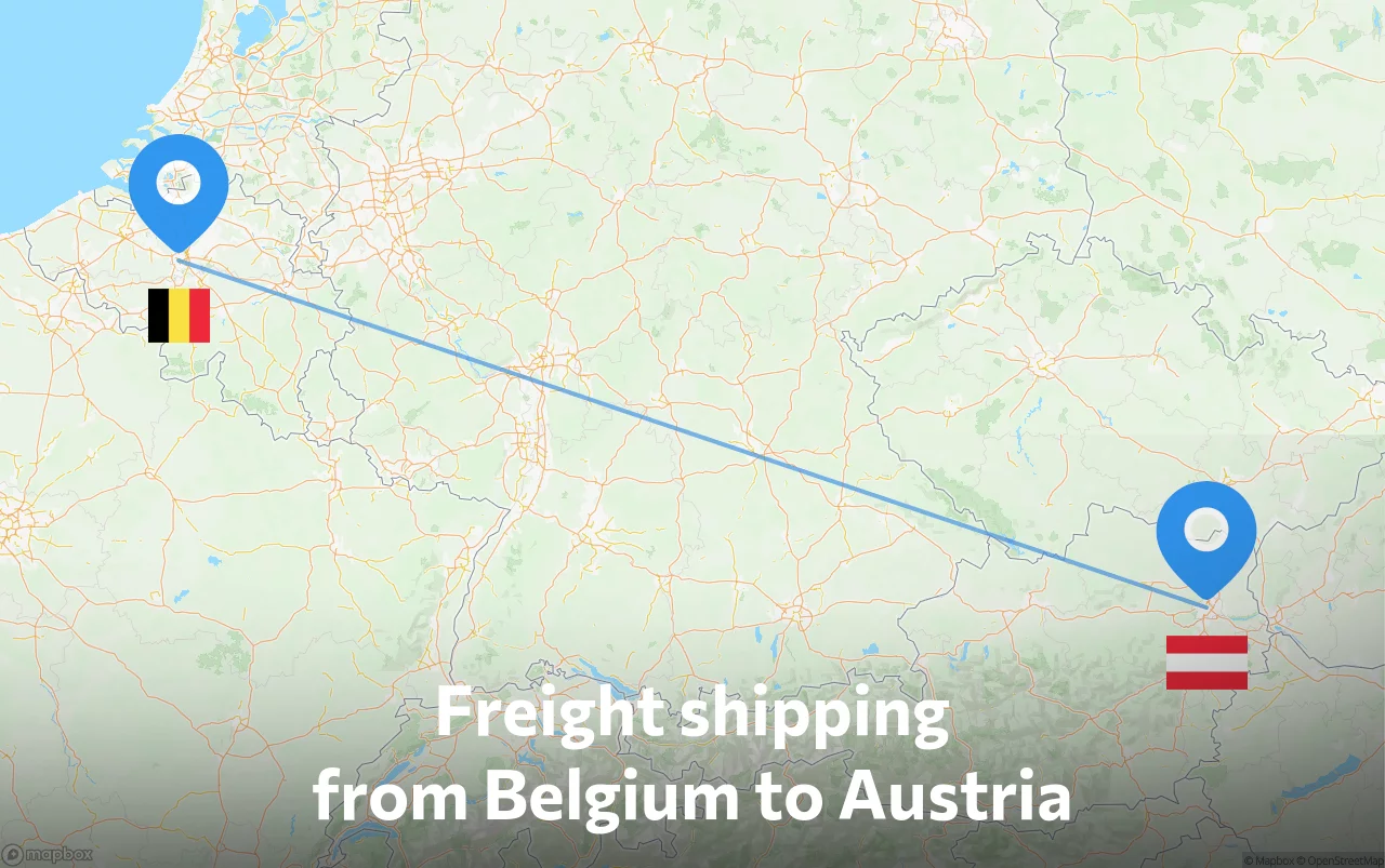 Shipping route from Belgium to Austria