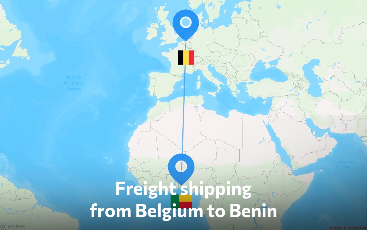 Shipping route from Belgium to Benin