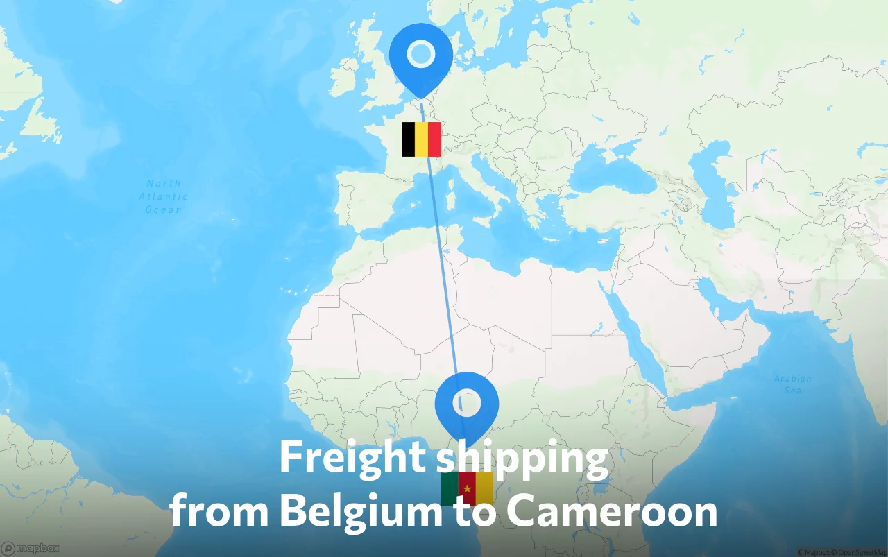 Shipping route from Belgium to Cameroon