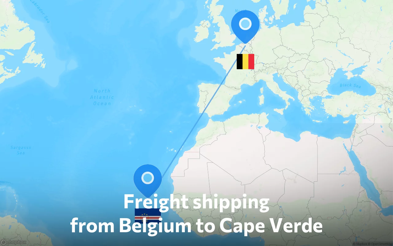 Shipping route from Belgium to Cape Verde