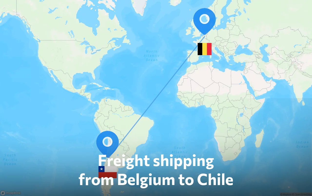 Shipping route from Belgium to Chile