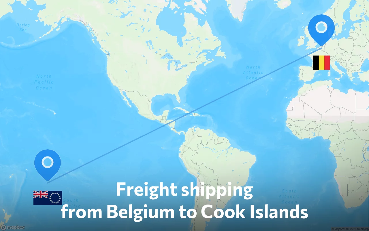 Shipping route from Belgium to Cook Islands