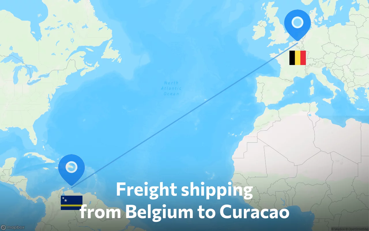 Shipping route from Belgium to Curacao