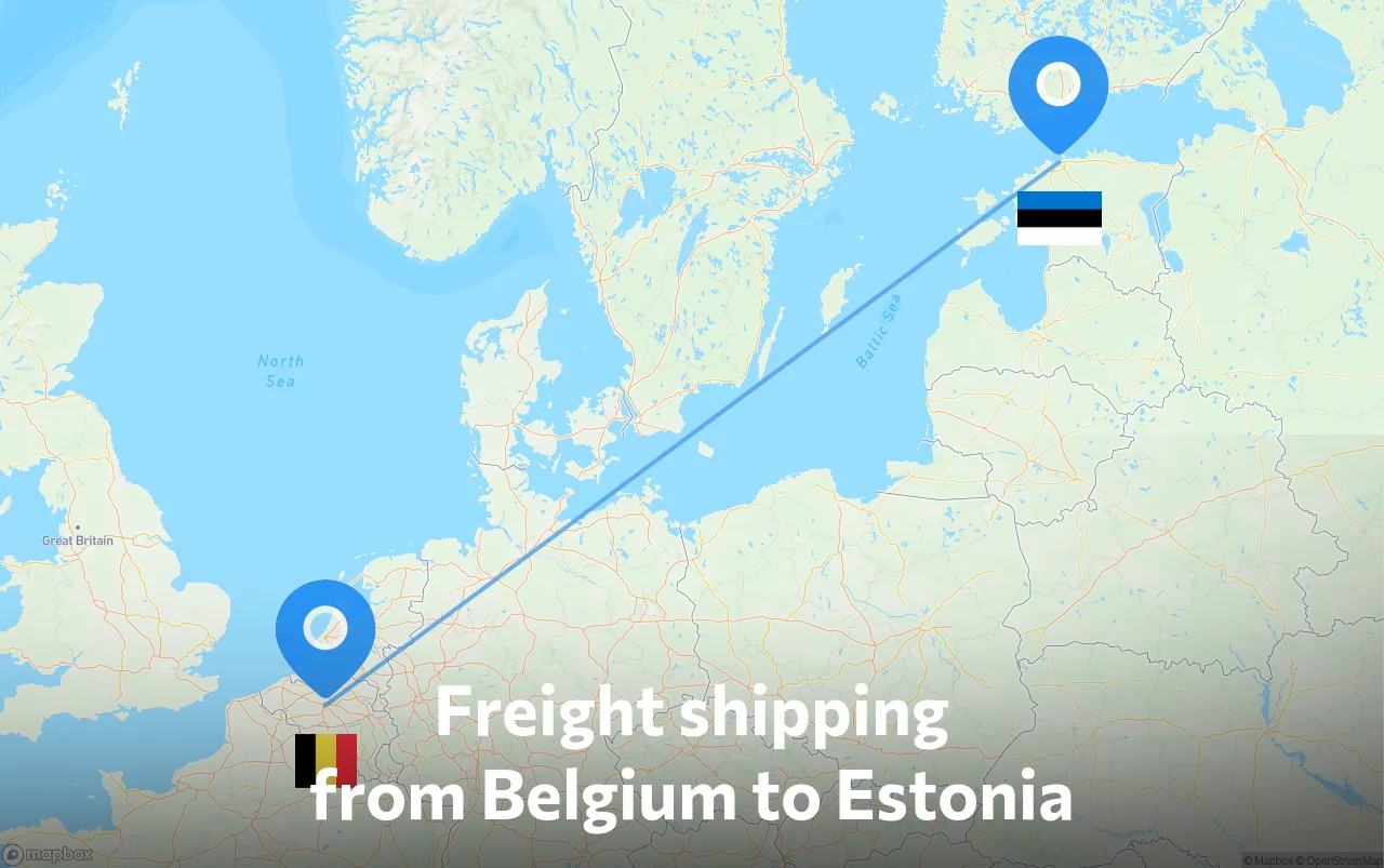 Shipping route from Belgium to Estonia