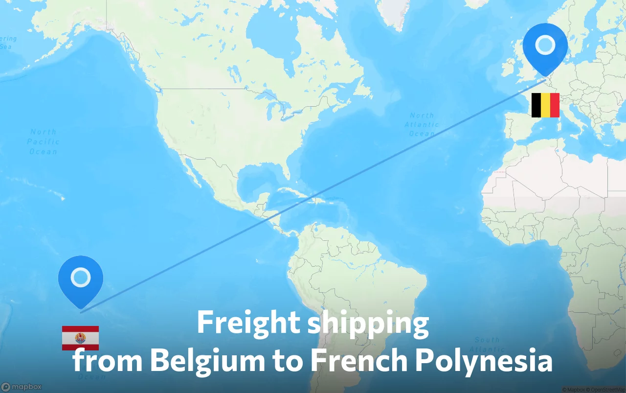 Shipping route from Belgium to French Polynesia