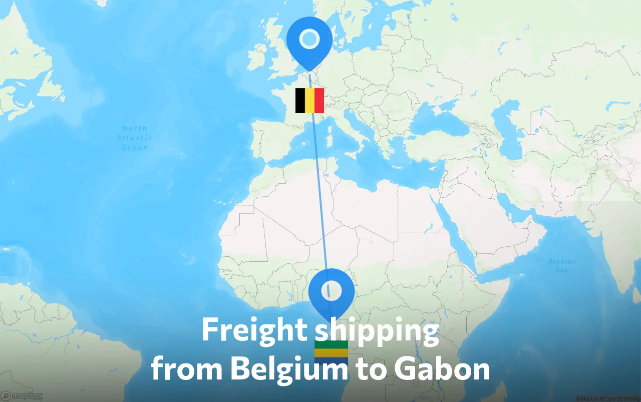 Shipping route from Belgium to Gabon