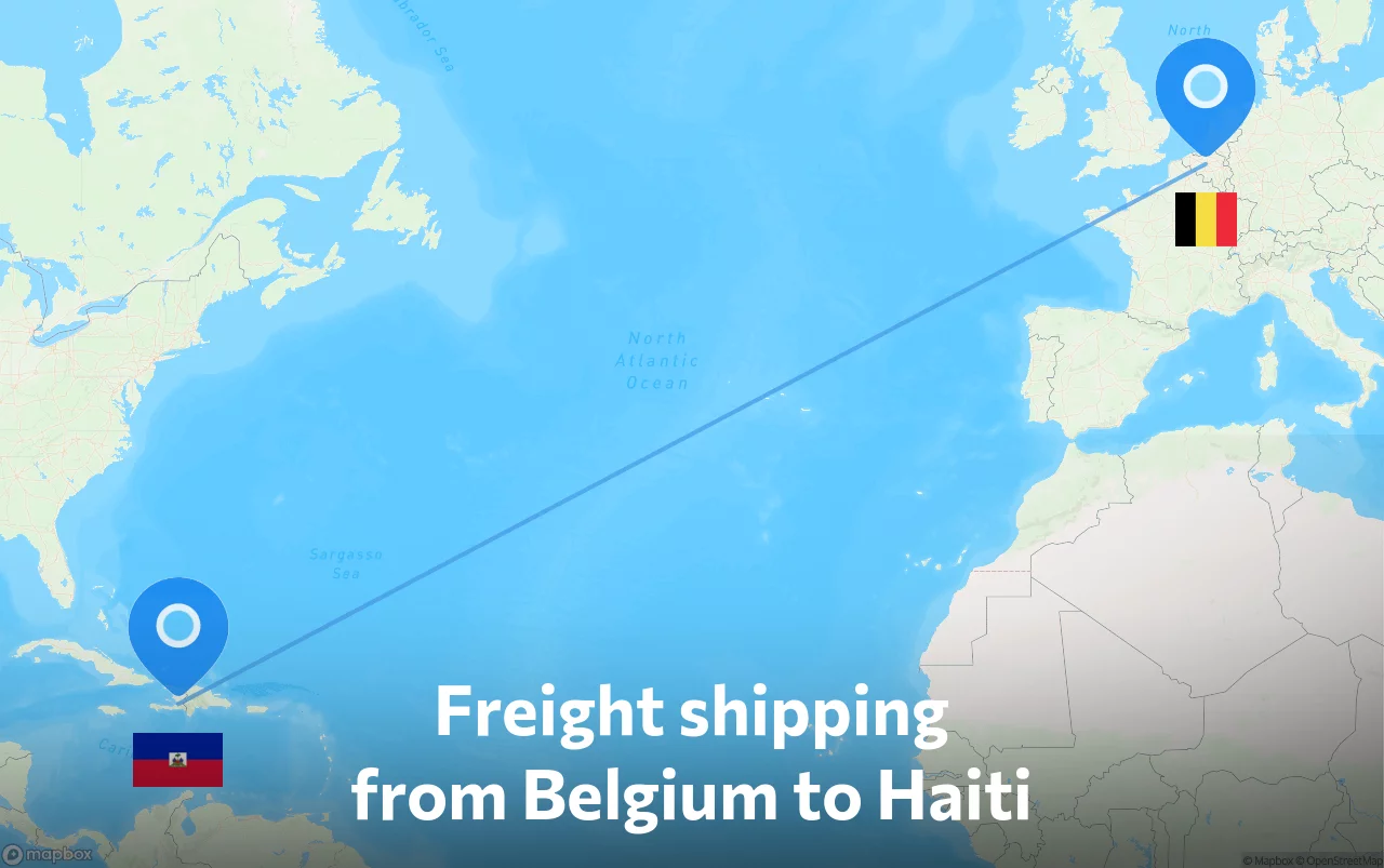 Shipping route from Belgium to Haiti