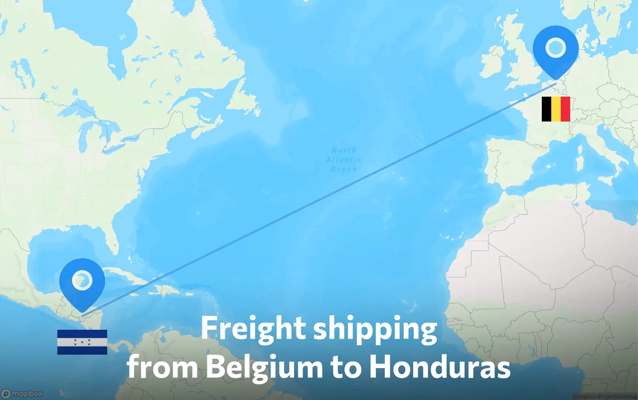 Shipping route from Belgium to Honduras
