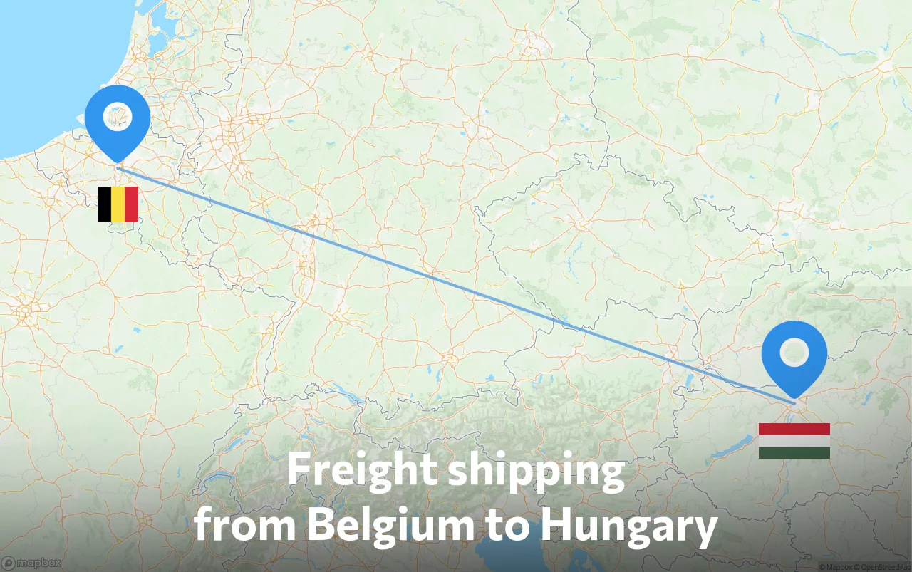 Shipping route from Belgium to Hungary