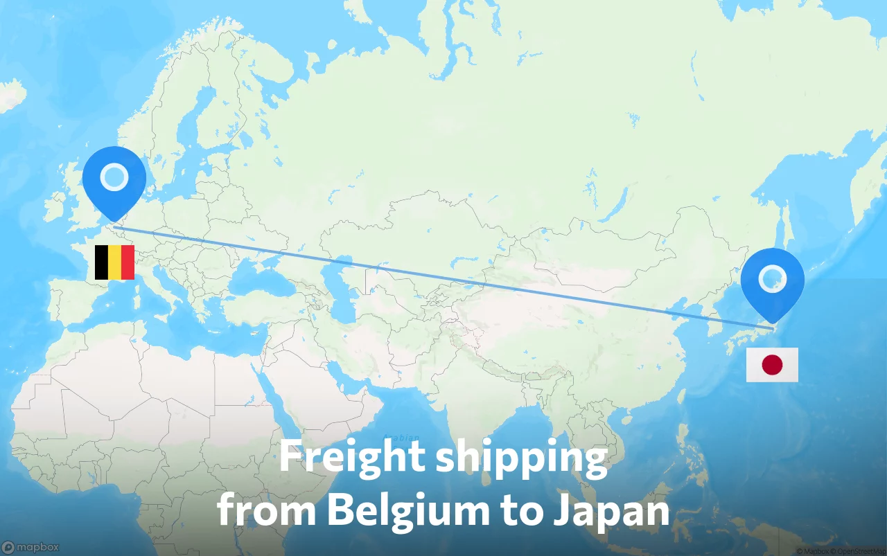 Shipping route from Belgium to Japan