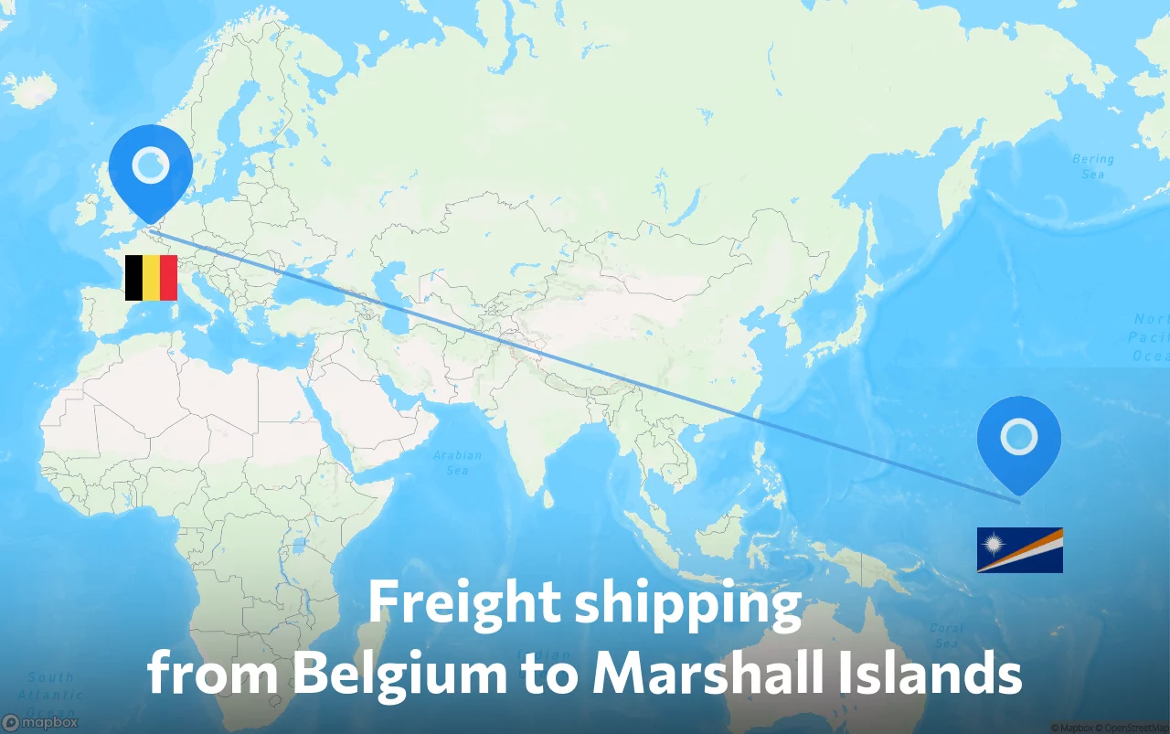 Shipping route from Belgium to Marshall Islands