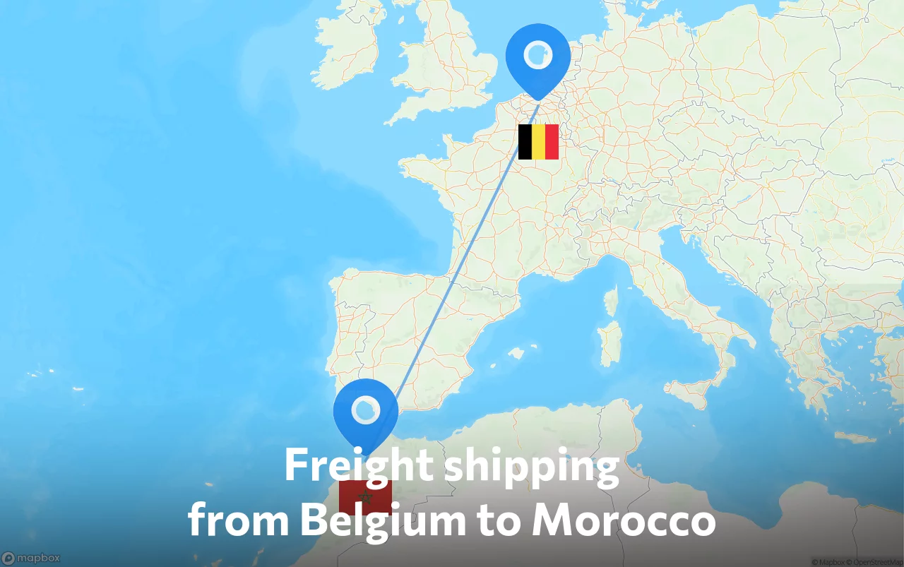 Shipping route from Belgium to Morocco