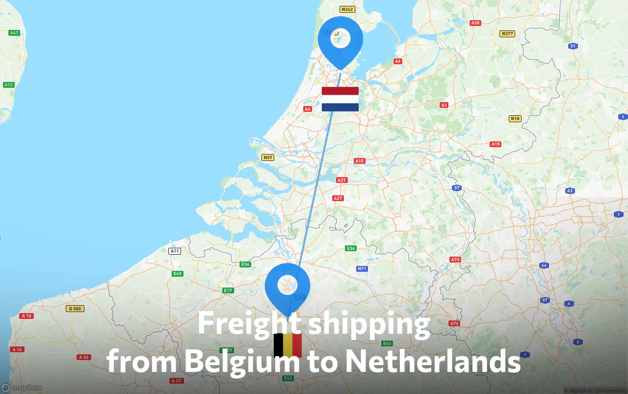 Shipping route from Belgium to Netherlands