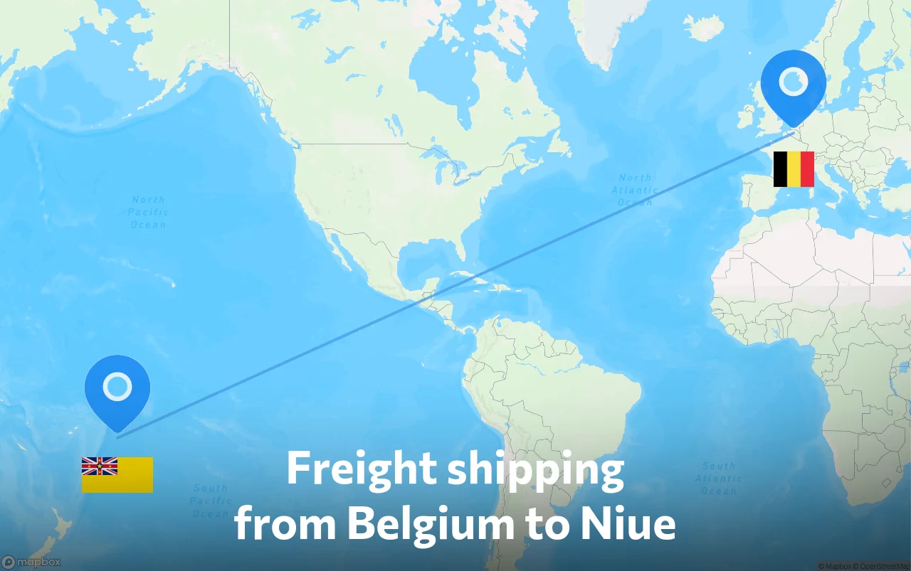 Shipping route from Belgium to Niue