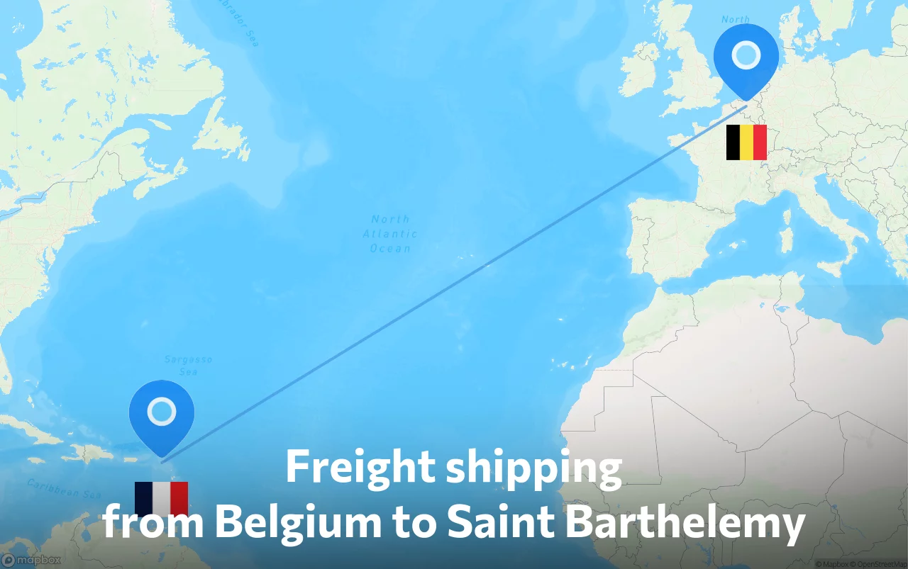 Shipping route from Belgium to Saint Barthelemy