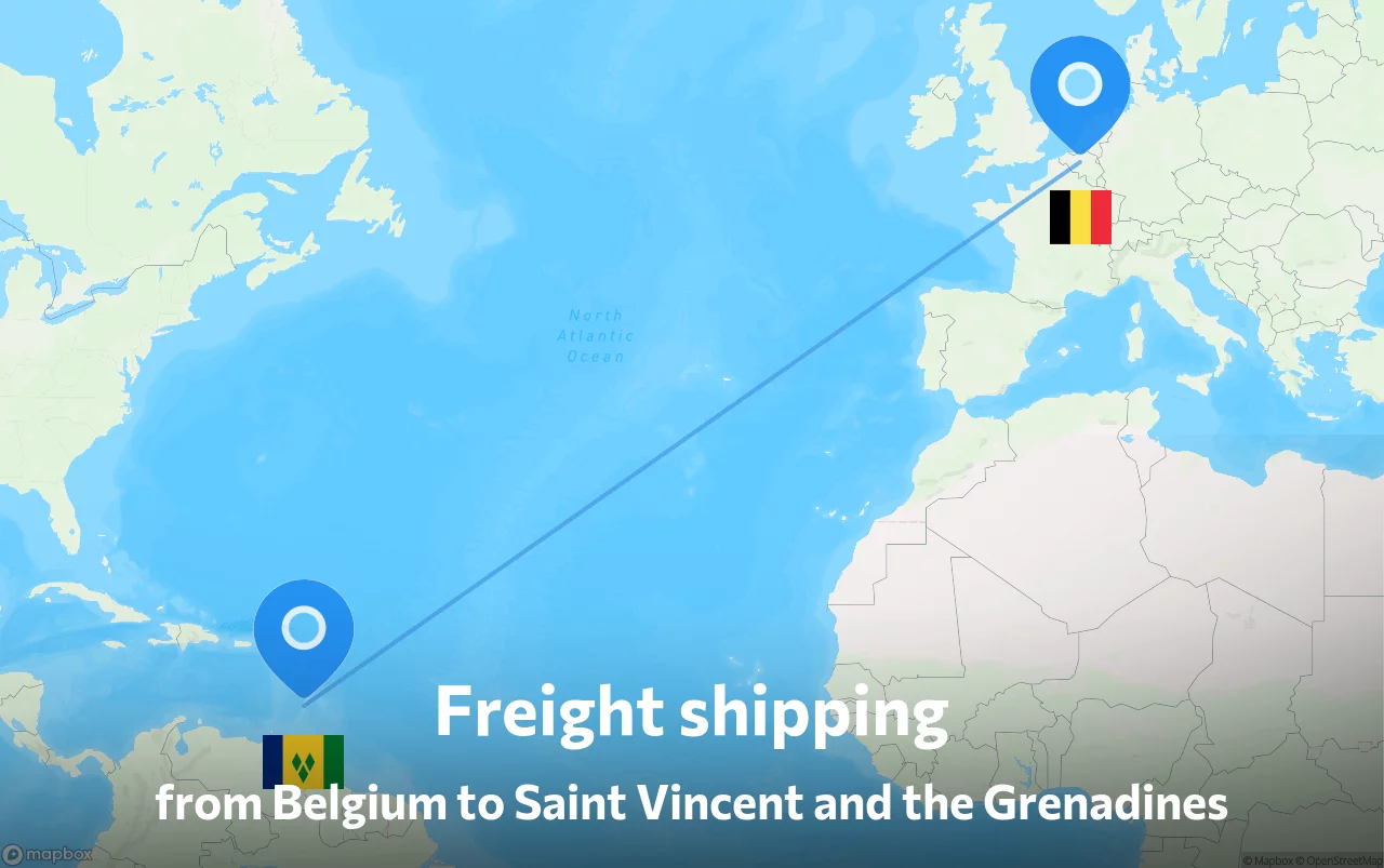 Shipping route from Belgium to Saint Vincent and the Grenadines