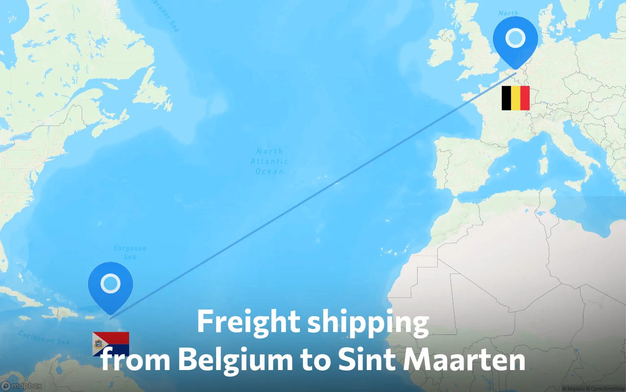 Shipping route from Belgium to Sint Maarten