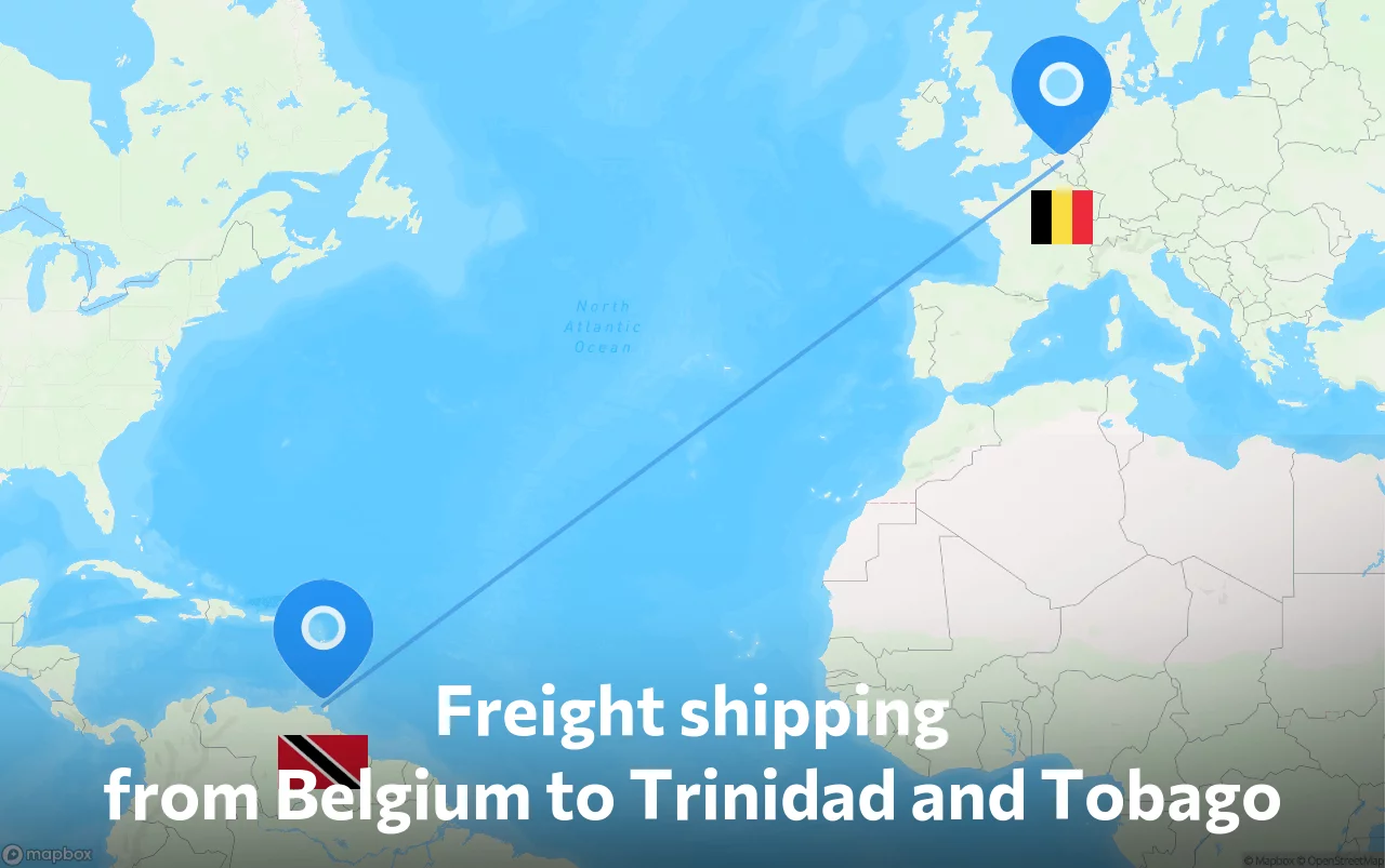 Shipping route from Belgium to Trinidad and Tobago