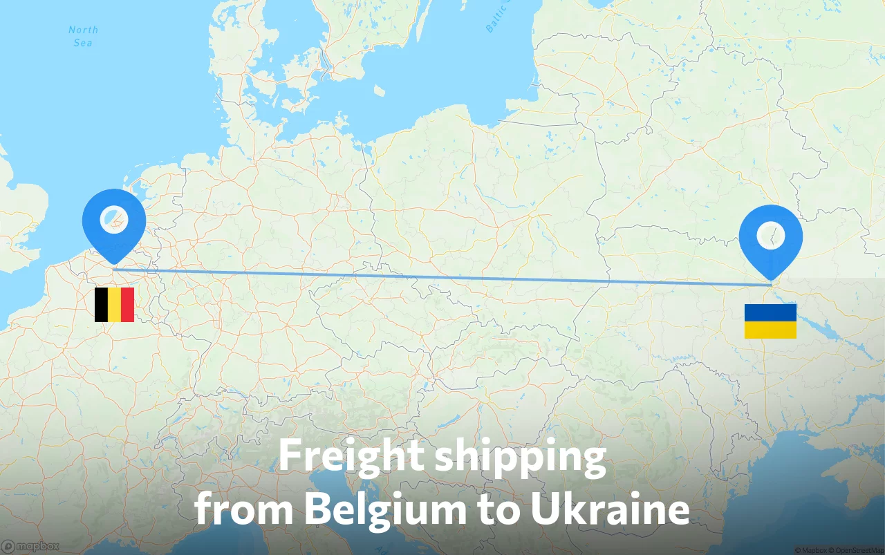 Shipping route from Belgium to Ukraine