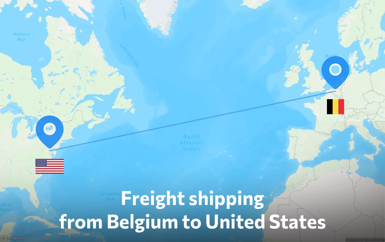 Shipping route from Belgium to United States