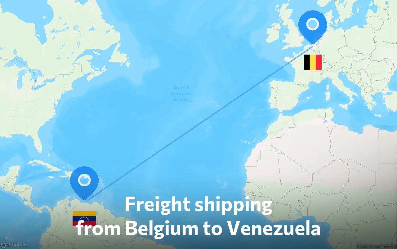 Shipping route from Belgium to Venezuela