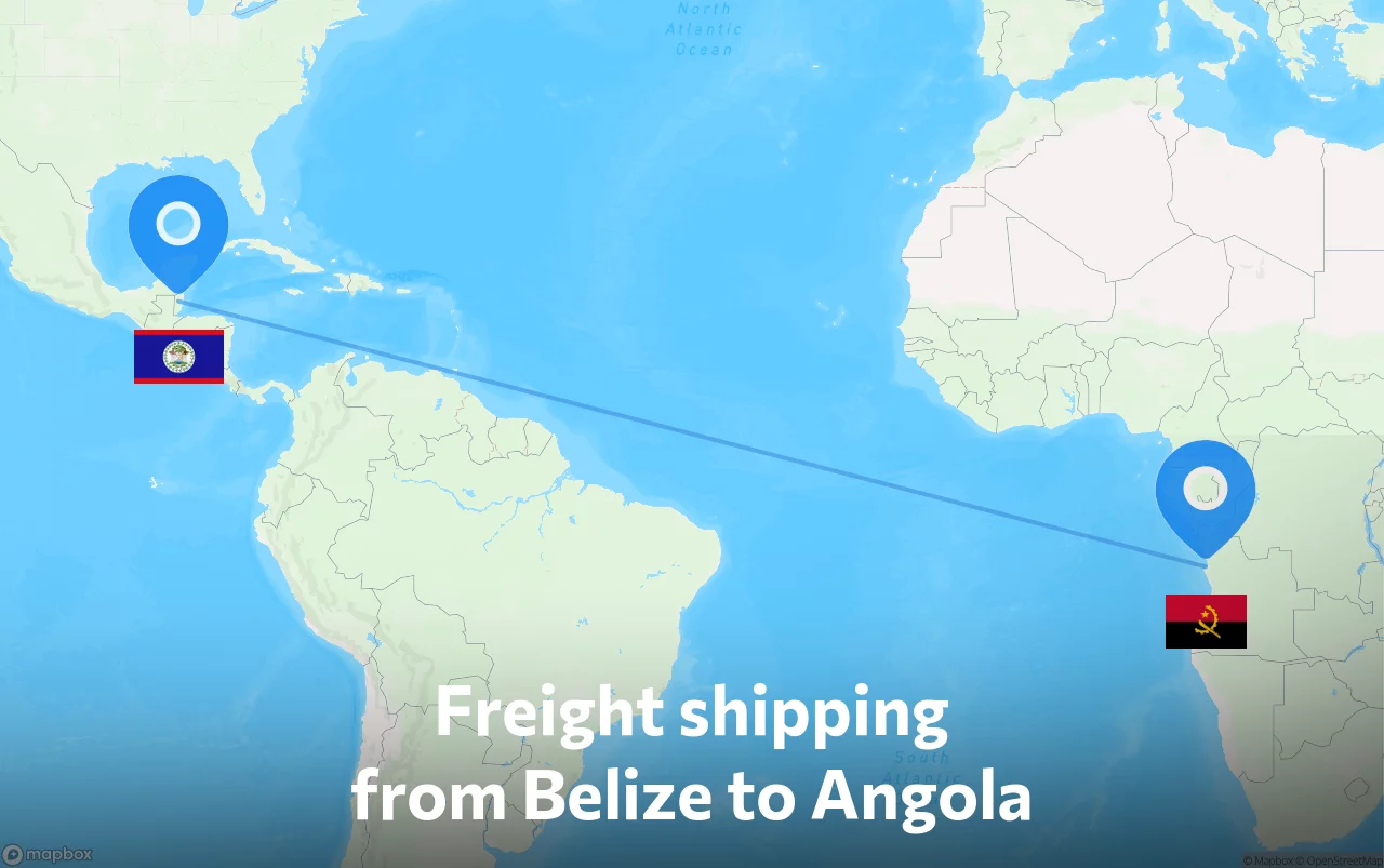 Shipping route from Belize to Angola