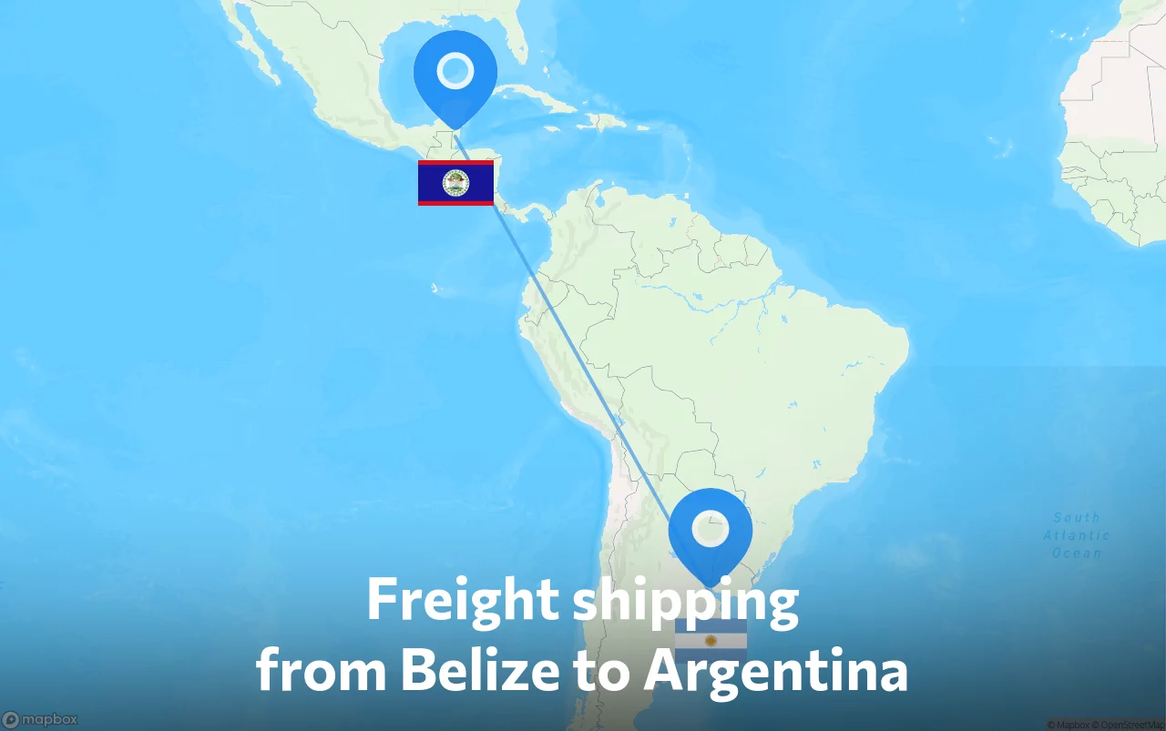 Shipping route from Belize to Argentina