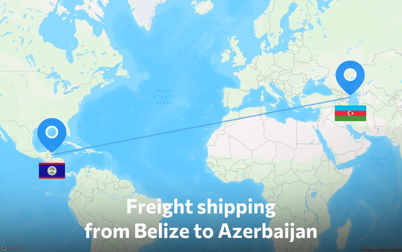 Shipping route from Belize to Azerbaijan