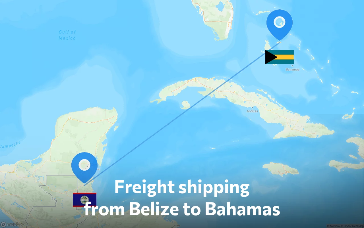 Shipping route from Belize to Bahamas